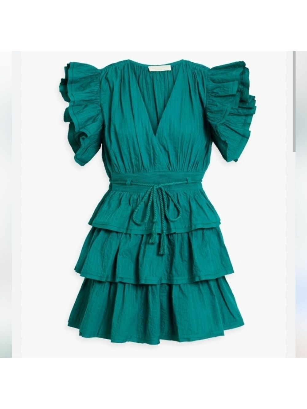 Ulla Johnson Camilla Teal Cotton Poplin Mini Dress NWOT